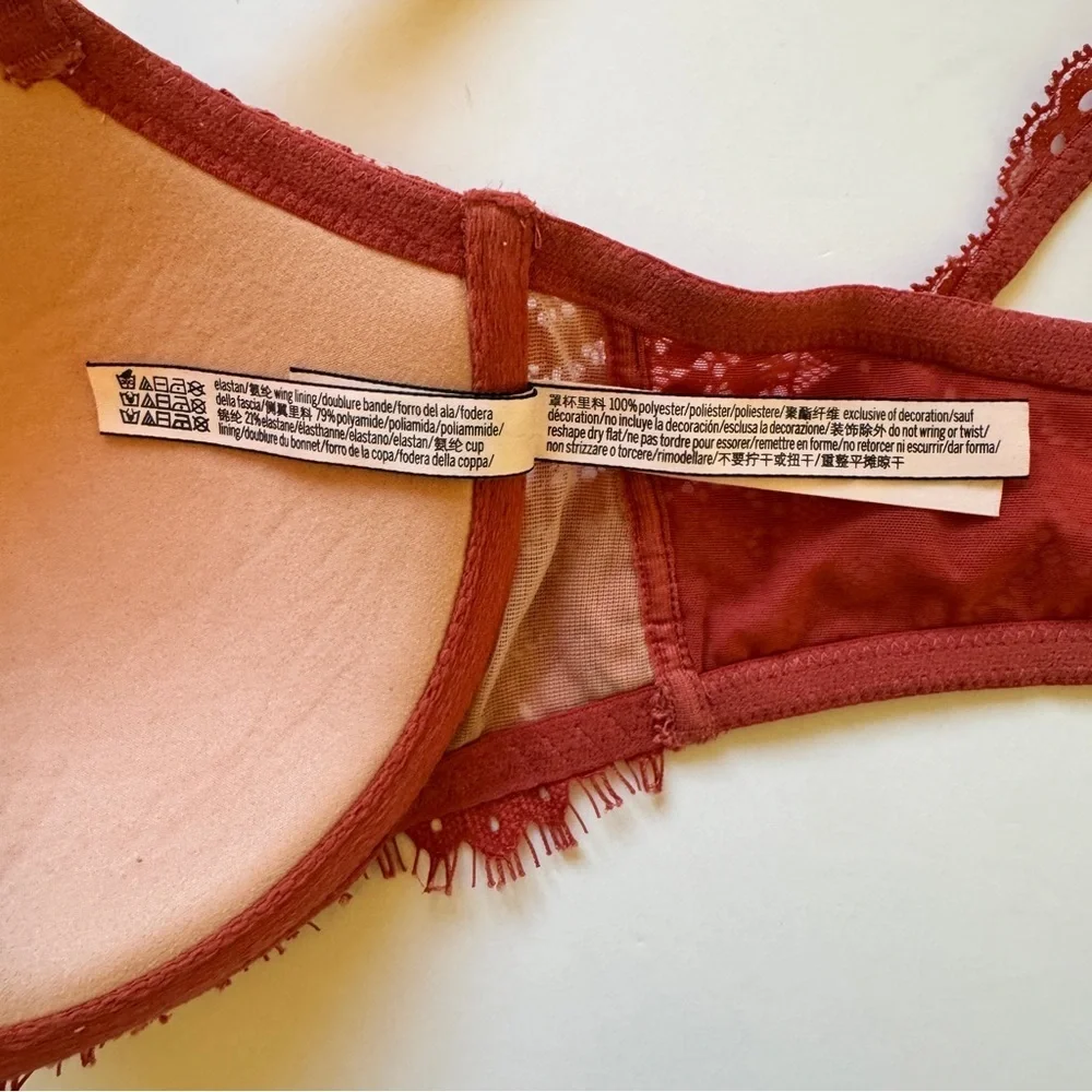 Victoria's Secret Bra Dream Angels Lined Demi Lace Racerback Front Closure 32DDD - Picture 6 of 14